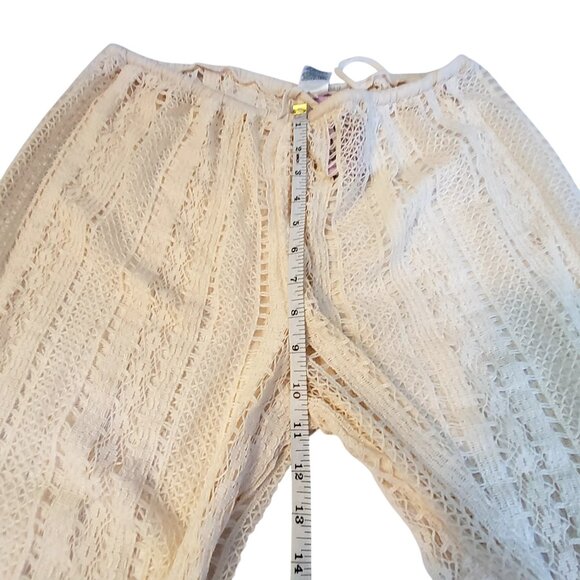 Wild Fable Womens Crochet Knit Beige Wide Leg Pants M Two Side Cargo Pockets - Picture 6 of 10